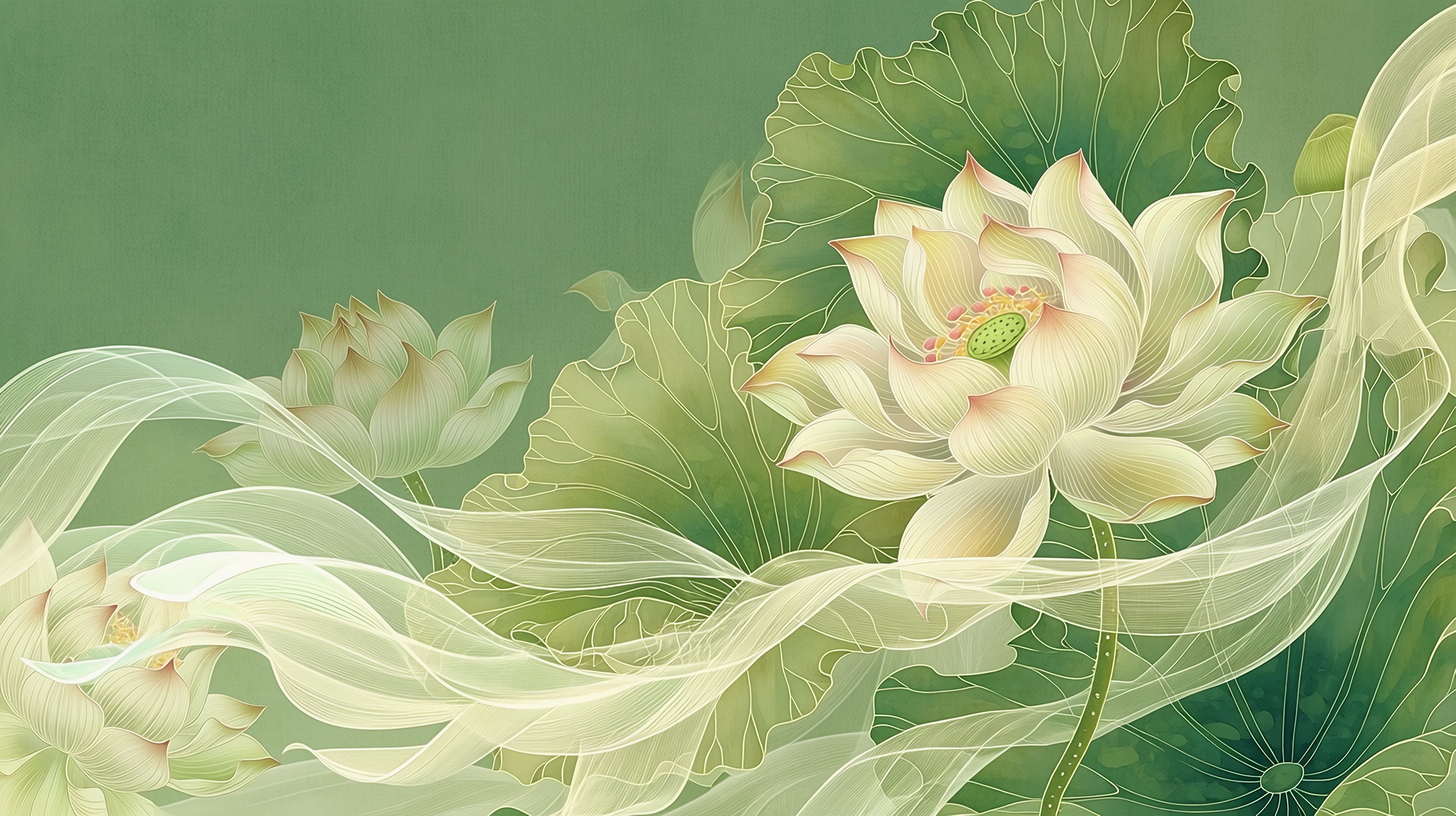 唯美的荷花插画