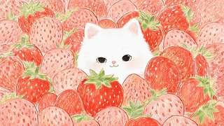 草莓中的猫咪