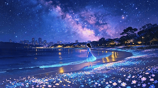 夜晚海边风景