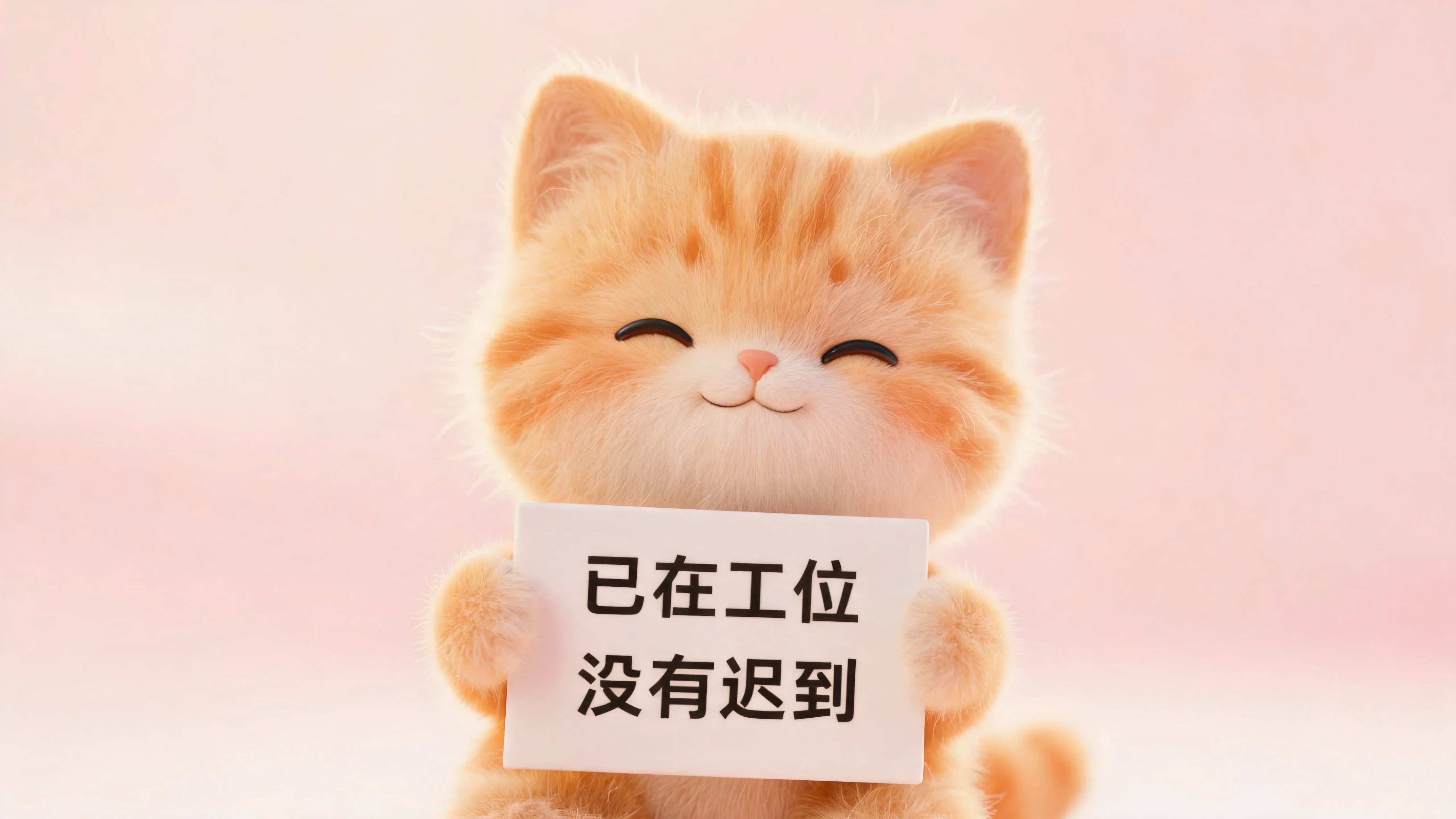 可爱猫咪已在工位没有迟到