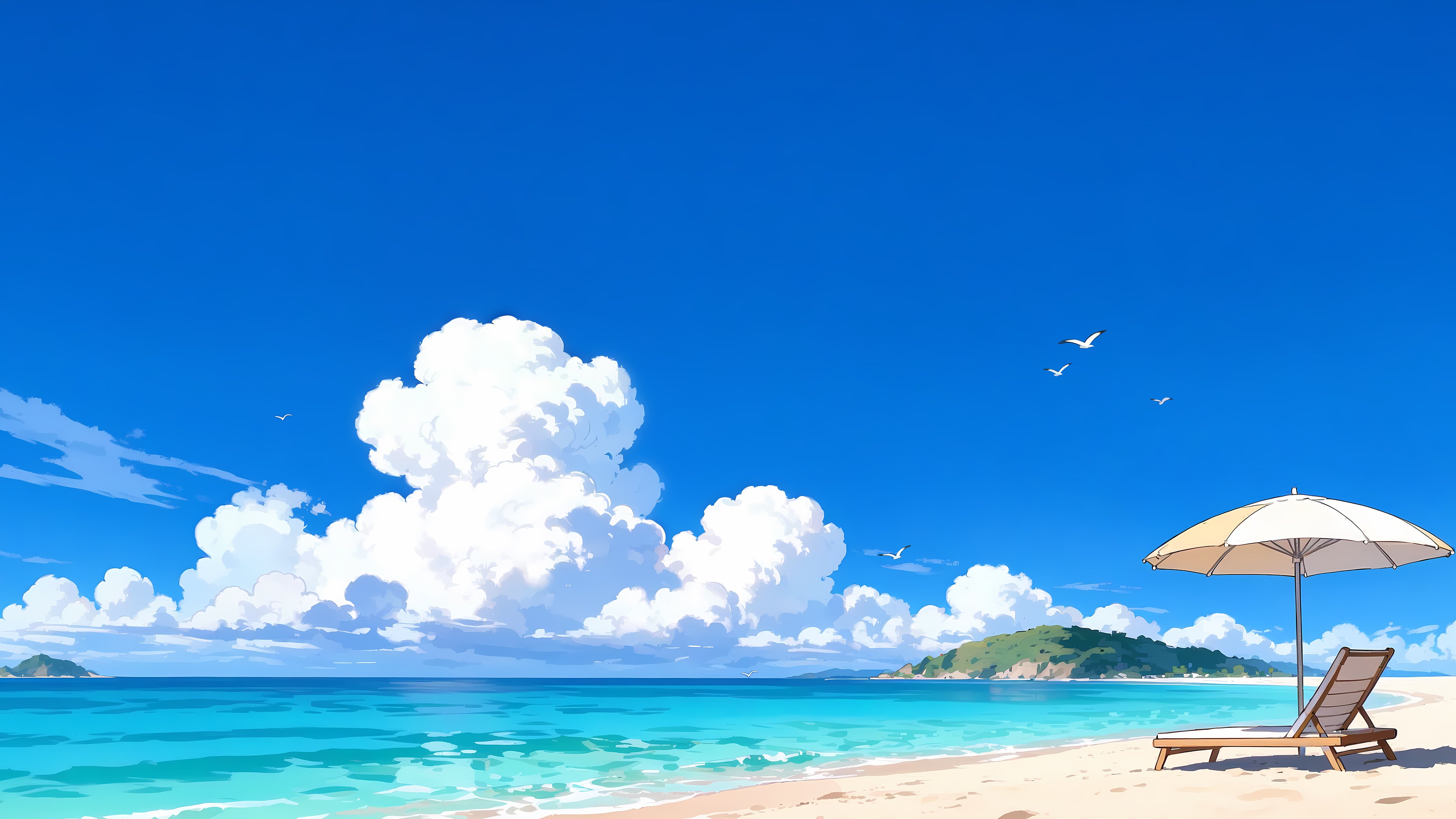 清新护眼4K_静态_海边发呆4
