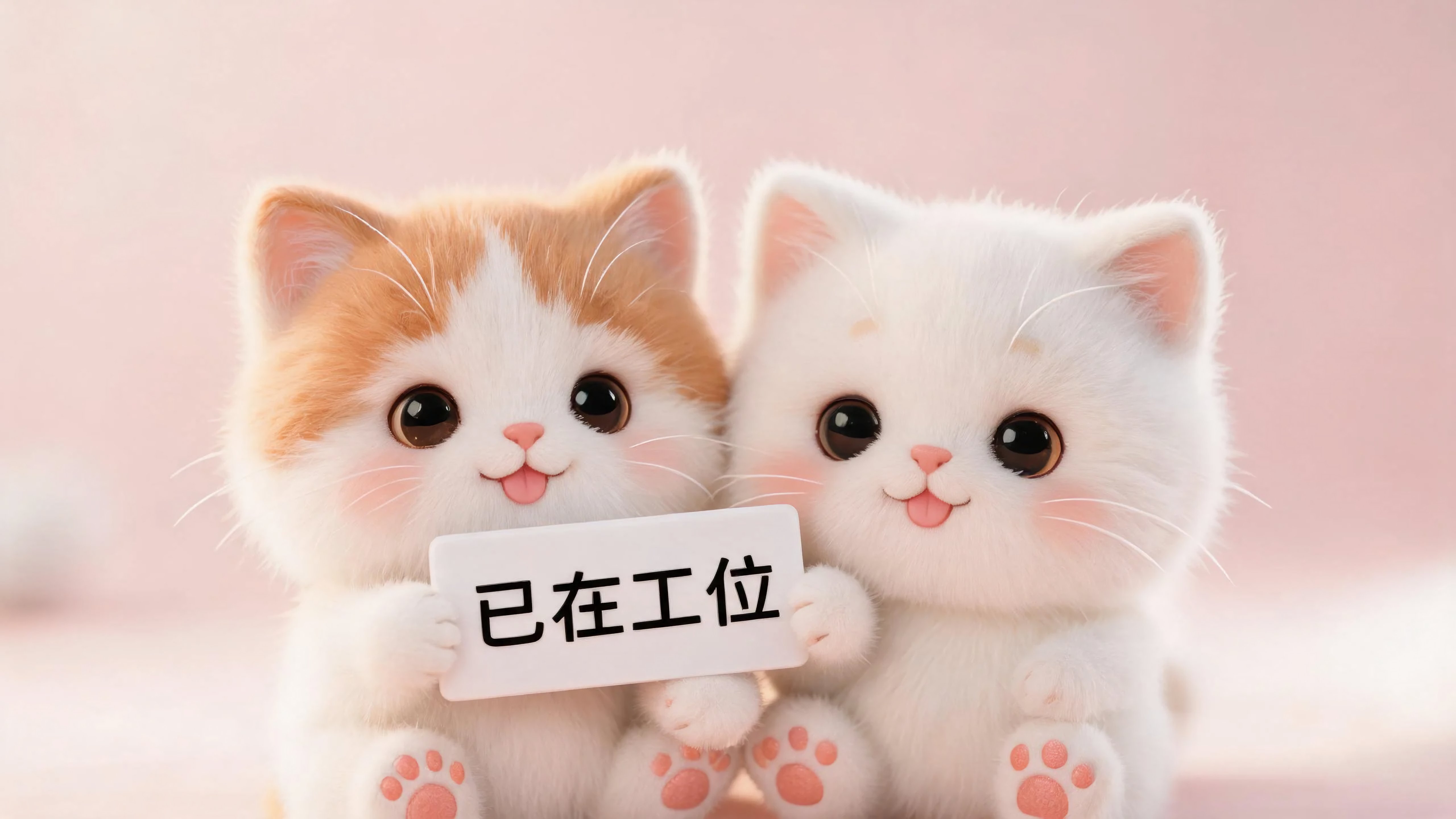 可爱的猫咪已在工位