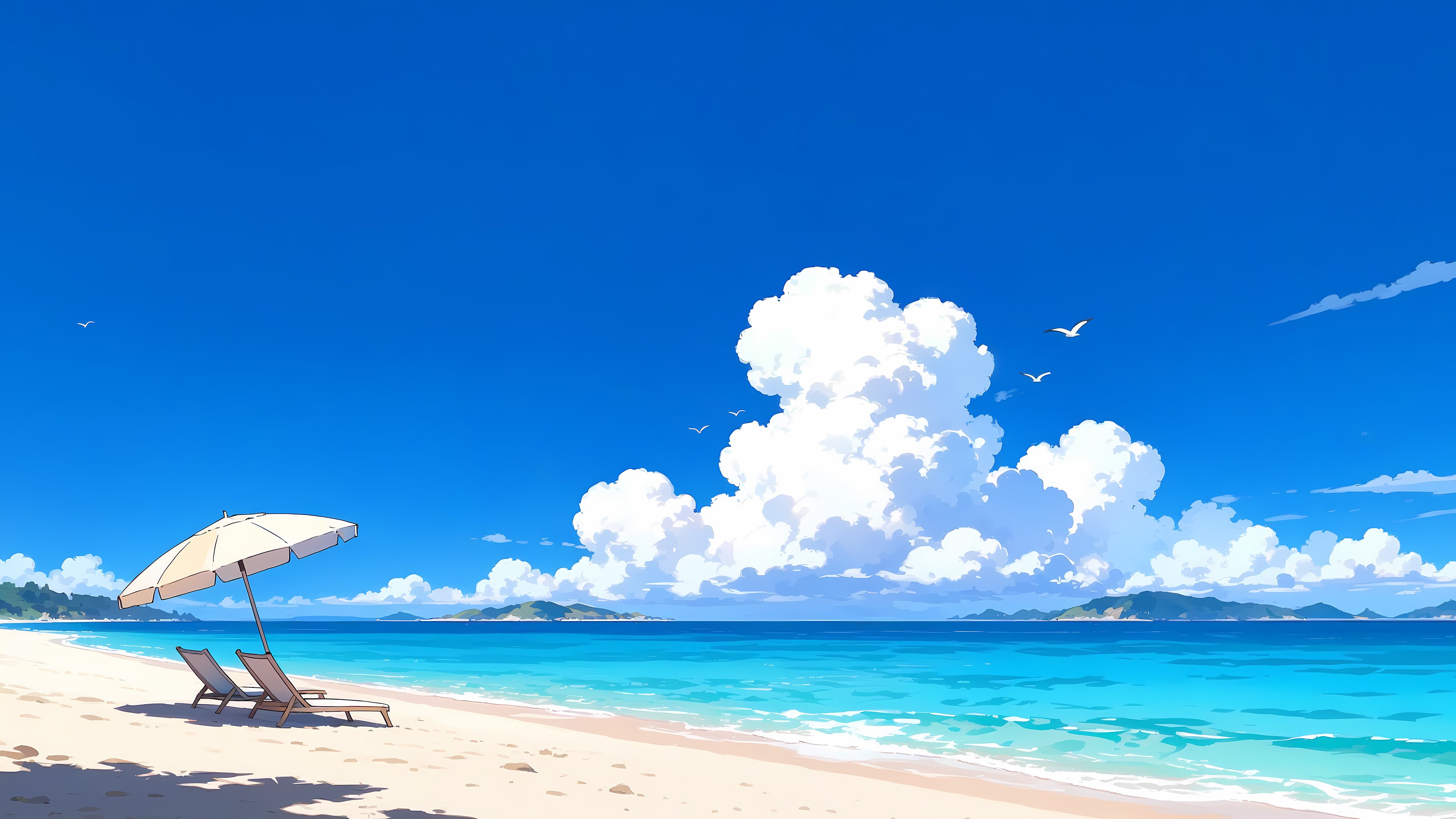 清新护眼4K_静态_海边发呆