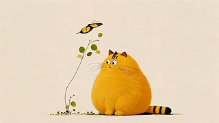可爱胖胖小橘猫