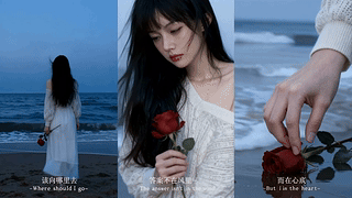 海边少女与玫瑰