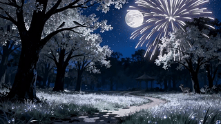 静谧月夜森林
