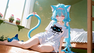 窗边猫耳少女居家日常