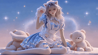甜美猫耳女仆少女