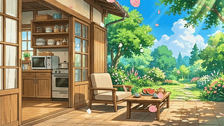 夏日庭院悠闲时光