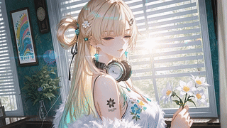 暖阳窗边金发少女琳奈