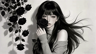 黑玫瑰与黑发少女