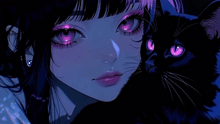 紫眸少女与黑猫