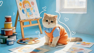 爱画画的可爱小猫咪