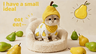 爱吃梨的可爱小猫咪