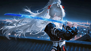 暗夜蓝刃银发少女