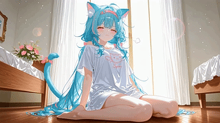 清新卧室猫耳少女