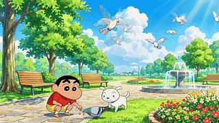 晴日公园悠闲喂鸽
