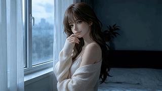 窗边清冷少女
