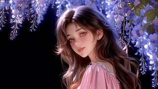 紫藤花下的温柔少女