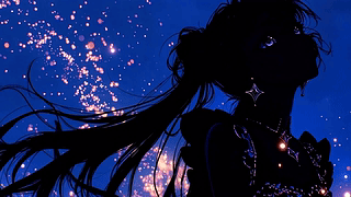 星空下仰望的少女