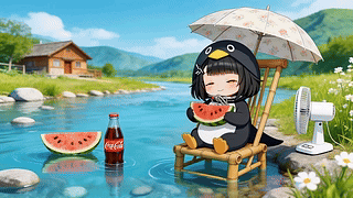夏日溪边惬意乘凉