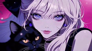 紫调少女与黑猫