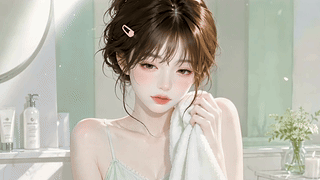 清新浴室少女