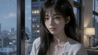 窗边氛围感少女