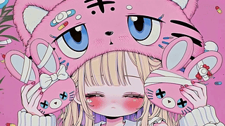 粉色甜酷兽耳少女