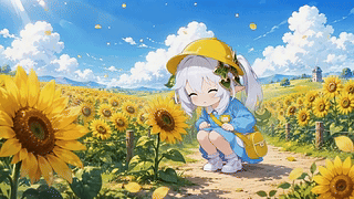 向日葵花田的软萌女孩