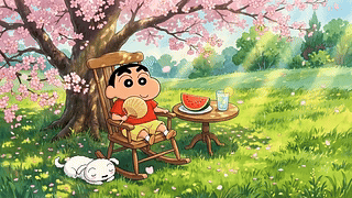 樱花树下悠闲时光