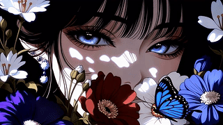花间蓝眸少女