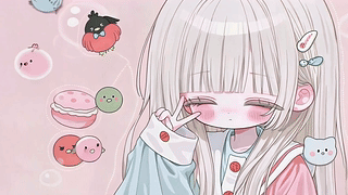 粉系软萌白发少女