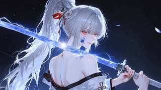 银发红眸太刀少女