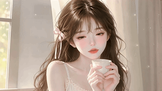 晨光窗边温柔少女