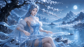冰湖月夜抚琴仙