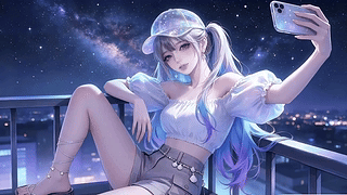 天台自拍少女