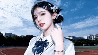 校园操场青春少女