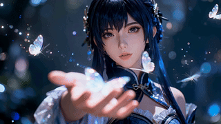 蓝发蝶影少女