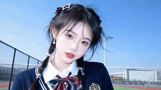 晴空下的校园少女