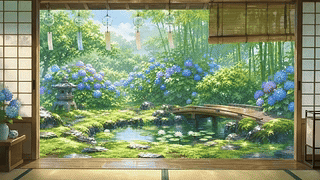 夏季荷塘庭院