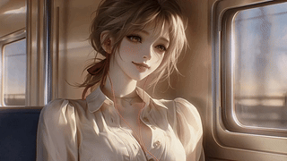 列车上的听歌少女