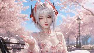 樱花下的粉裙少女