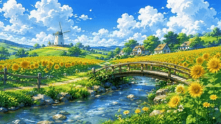晴日向日葵乡村花田