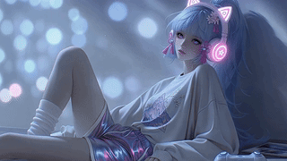 紫调慵懒电竞少女