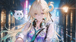 雨夜都市金发少女