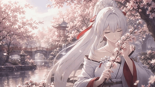 春日樱下白发少女