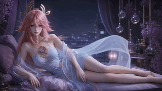 紫夜粉发慵懒美人