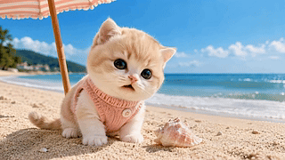 海滩假日小奶猫