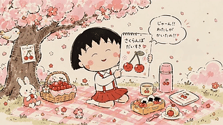 樱花树下春日野餐